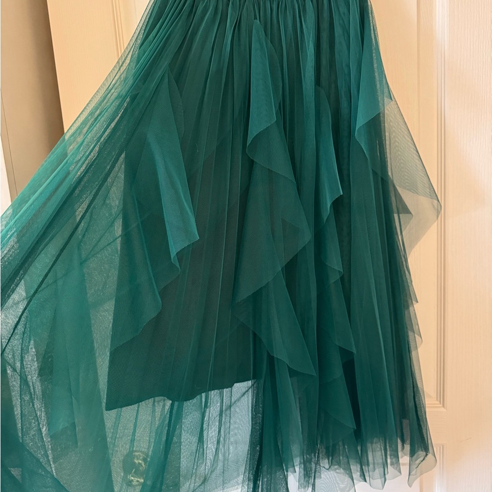 Whimsical dark green tulle skirt